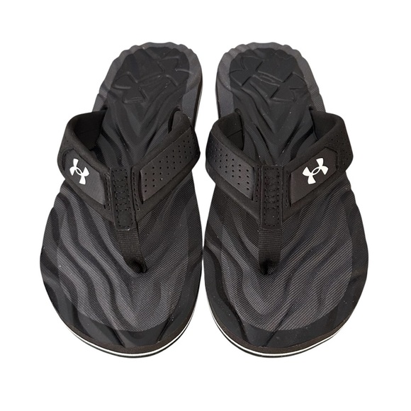 Under Armour Black Sandals Flip Flops Shoes Men’s Sz 6 RARE Contour Foam Footbed - Picture 2 of 6
